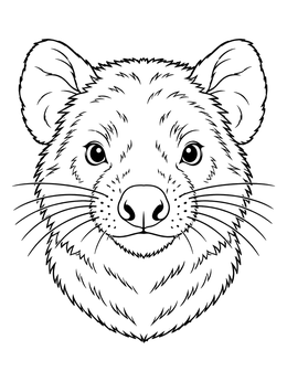Detailed head portrait of a cute marsupial on this tasmanian devil coloring page.