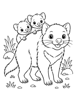 Free printable Tasmanian Devil Mother With Joeys coloring page