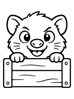 Free printable Playful Tasmanian Devil Behind Wooden Crate coloring page