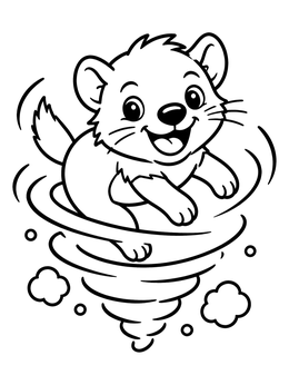 Free printable Playful Tasmanian Devil Spinning Tornado coloring page