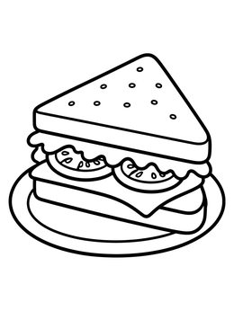 Free printable Tasty Triangle Sandwich On Plate coloring page
