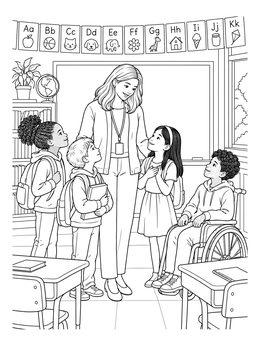 Free printable Teacher And Students In Classroom coloring page