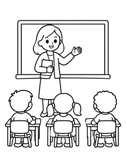 Free printable Teacher And Students In Classroom coloring page