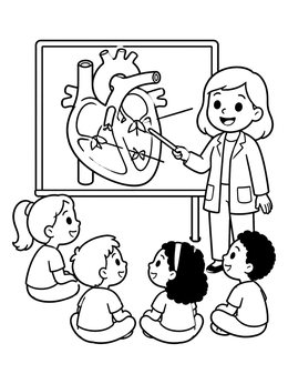 Free printable Science Teacher Explaining The Human Heart coloring page