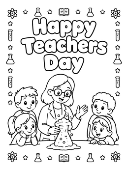 Free printable Science Teacher Classroom Experiment coloring page