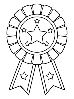 Free printable Star Award Rosette Ribbon Badge coloring page