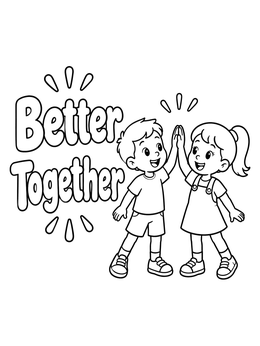 Free printable Better Together High Five Friends coloring page