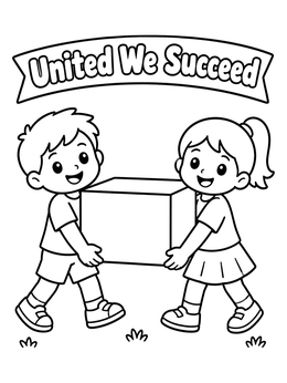 Free printable Kids Carrying A Box Together coloring page