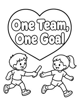 Free printable Kids Relay Race Baton Pass coloring page