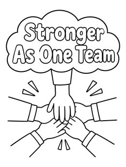 Free printable Stronger As One Team Hands Together coloring page