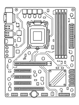 Free printable Detailed Computer Motherboard Layout coloring page