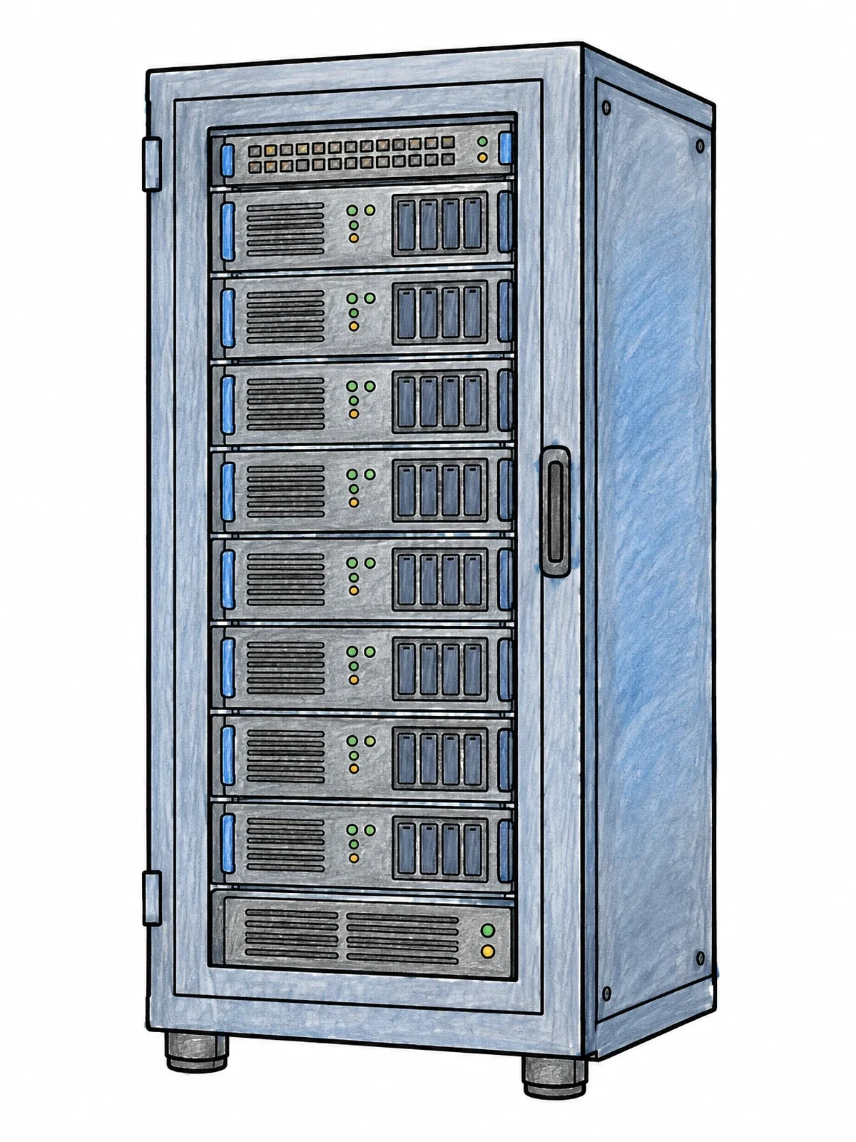 Colored example of the Data Center Computer Server Rack coloring page