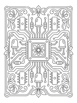 Free printable Decorative Circuit Board And Processor coloring page