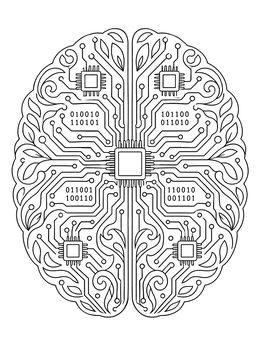 Free printable Electronic Circuit Human Brain coloring page