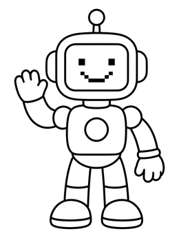 Free printable Friendly Robot Waving Hello coloring page