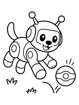 Free printable Playful Robot Dog With Bouncing Ball coloring page