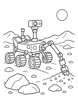 Free printable Mars Rover Exploring Rocky Surface coloring page