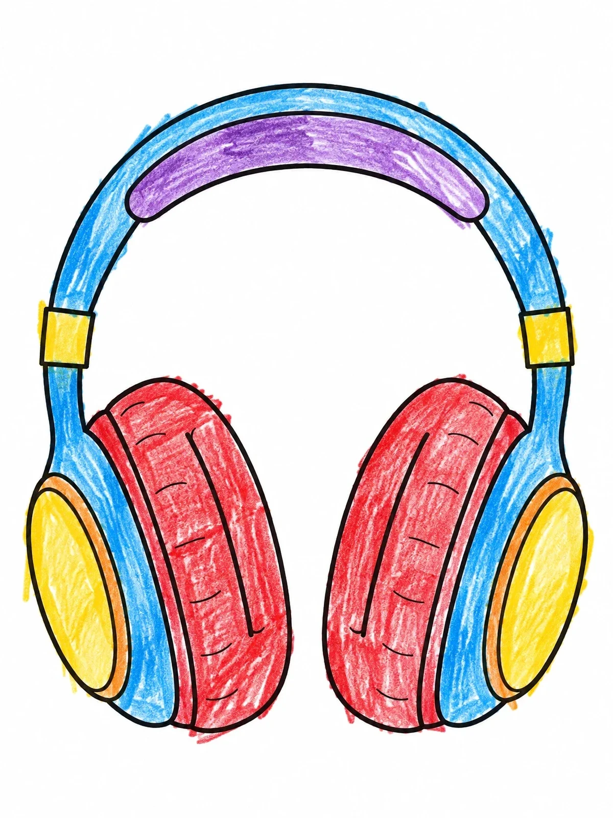 Colored example of the Sleek Over Ear Headphones coloring page