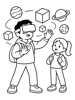 Free printable Virtual Reality Space Exploration coloring page