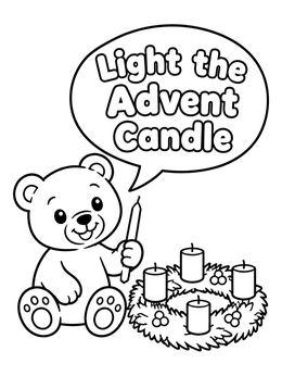 Free printable Teddy Bear With Advent Wreath coloring page