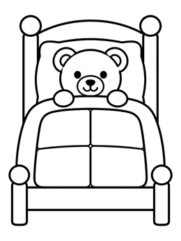 Free printable Teddy Bear Tucked Under Quilt coloring page