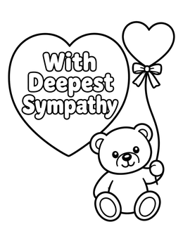 Free printable Teddy Bear Deepest Sympathy Card coloring page