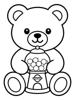 Free printable Teddy Bear With Gumball Machine coloring page