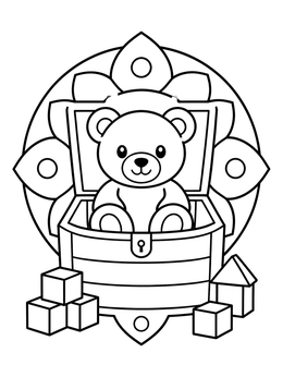 Free printable Teddy Bear Inside A Toy Chest coloring page