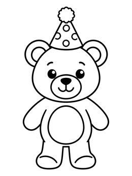Free printable Teddy Bear With Party Hat coloring page