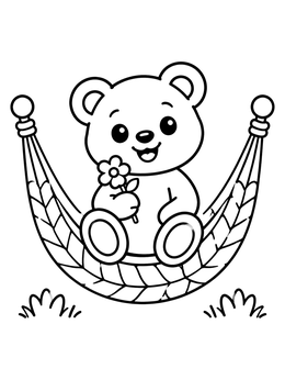 Free printable Teddy Bear In A Hammock coloring page