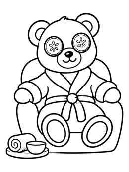 Free printable Teddy Bear Relaxing At The Spa coloring page