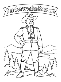 Free printable The Conservation President Theodore Roosevelt coloring page
