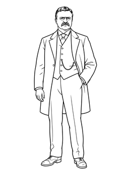 Free printable President Theodore Roosevelt In Edwardian Suit coloring page