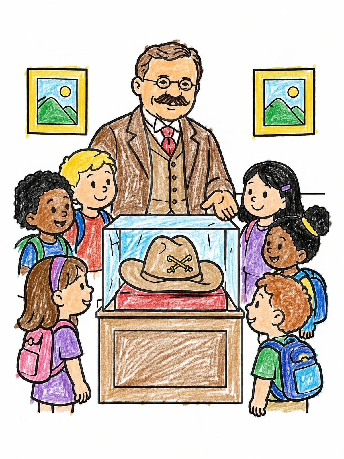 Colored example of the Museum Tour With Theodore Roosevelt coloring page
