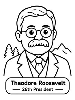 Free printable Theodore Roosevelt Portrait For Kids coloring page
