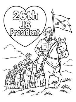 Free printable Theodore Roosevelt Leading The Rough Riders coloring page