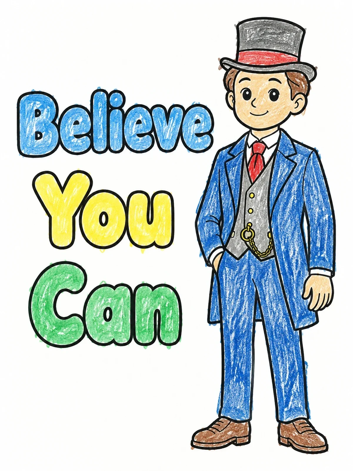 Colored example of the Young Theodore Roosevelt In Formal Suit coloring page