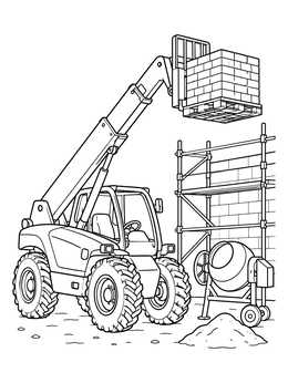 Free printable Telescopic Forklift On Construction Site coloring page
