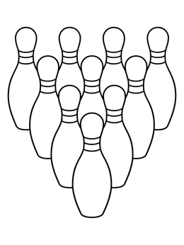 Free printable Ten Bowling Pins Triangle Formation coloring page