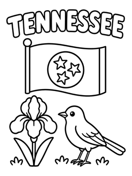 Free printable Tennessee State Symbols With Mockingbird coloring page