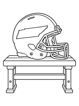 Football helmet on a bench in a tennessee coloring page.