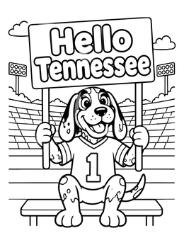 Free printable Tennessee Mascot Dog In Stadium coloring page