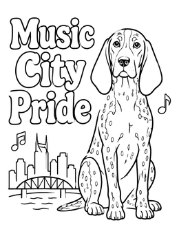 Free printable Tennessee Coonhound In Music City coloring page