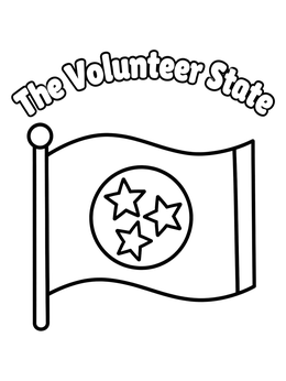 Free printable Tennessee Flag With State Nickname coloring page