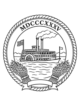 A detailed tennessee coloring page showing a riverboat seal with wheat sheaves and Roman numerals.