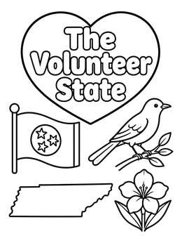 Free printable Tennessee State Symbols With Heart coloring page