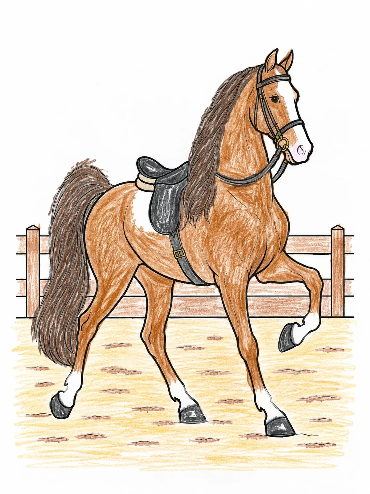 Colored example of the Tennessee Walking Horse In Arena coloring page