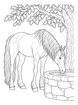 Free printable Tennessee Walking Horse At The Well coloring page