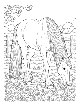Free printable Tennessee Walking Horse Grazing In Clover coloring page