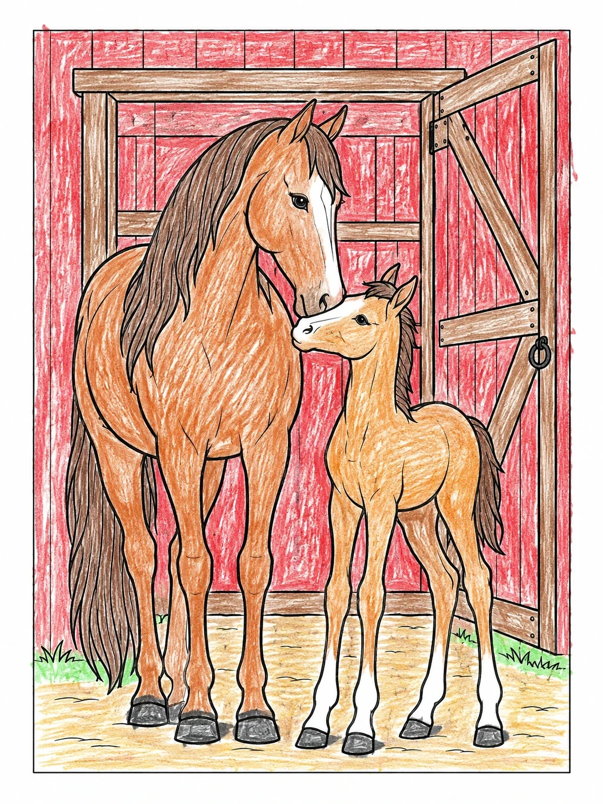 Colored example of the Tennessee Walking Mare And Foal coloring page